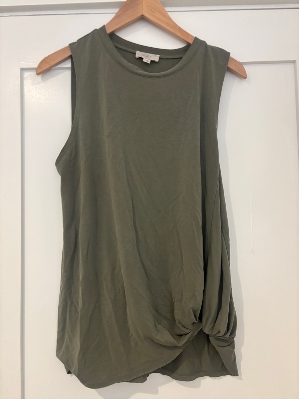 LOFT Olive Green Twisted-Hem Sleeveless Tank